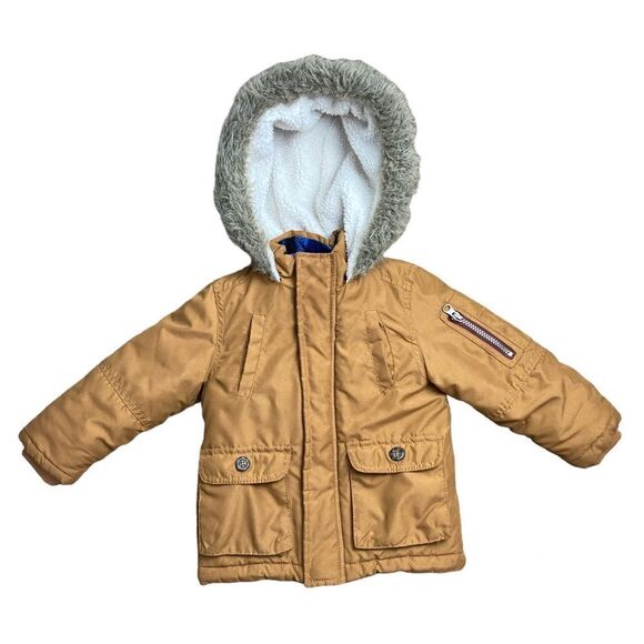 Carters tan coat with faux fur hood - Picture 1 of 4